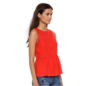 MADEWELL SHIRT SZ S TOP SILK PEPLUM VERANDA RED